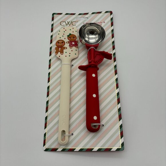 CWC Holiday Christmas Gingerbread Silicone Spatula Stainless Steel Cookie Scoop - Picture 1 of 3
